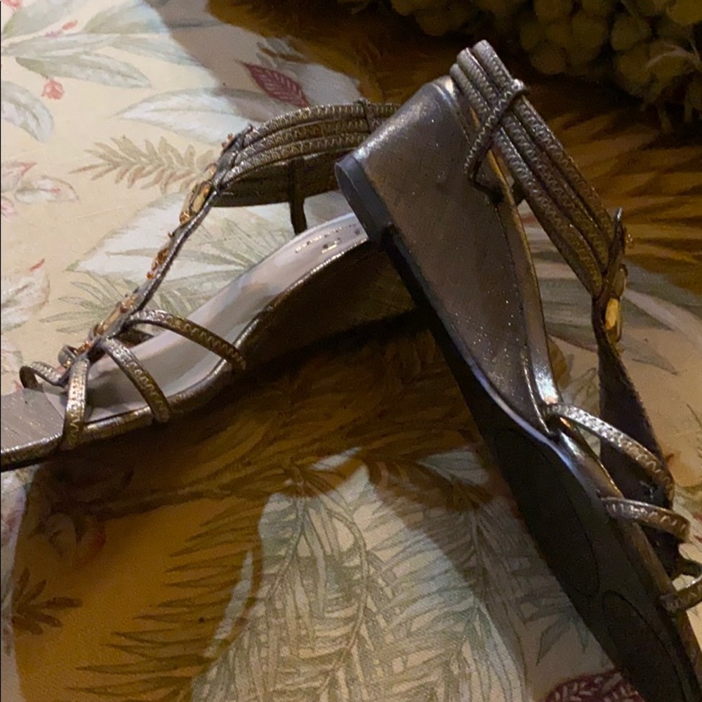 Bronze Jeweled Wedge Heels